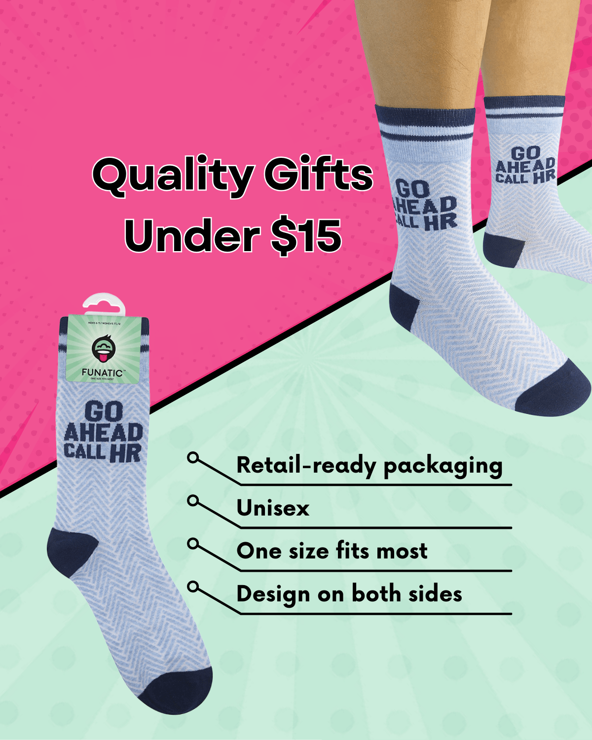 Go Ahead Call HR Socks | Funny Unisex Socks | Fun Socks - HER Home Design Boutique